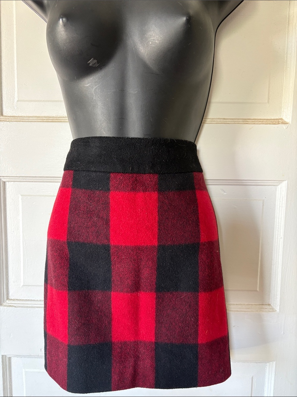 J.Crew Clasic Red & Black Buffalo Plaid Wool Mini Skirt